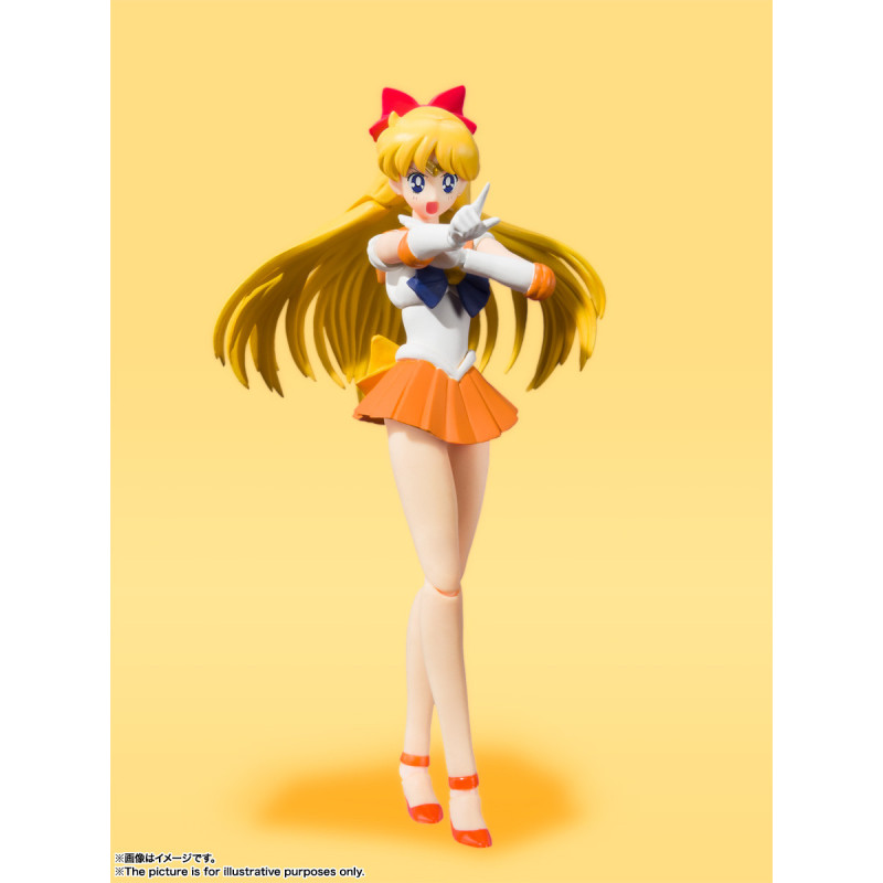 Bandai S.H. Figuarts Sailor Moon Sailor Venus – Action Figure Animation Color Edition Con Artemis, 14 Cm
